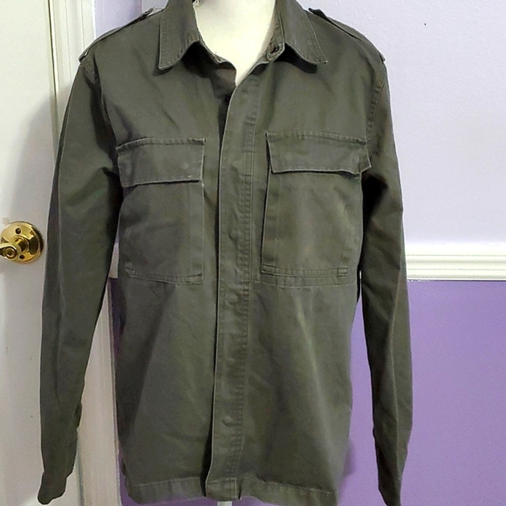 Unisex Charcoal Gray Military Utility Anorak Jacket Shacket XS